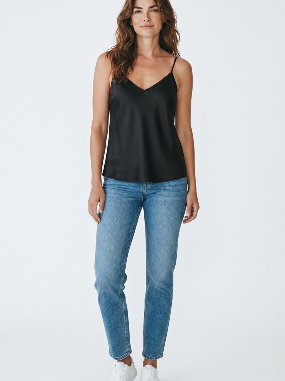J. Crew Black Satin V-Neck Camisole